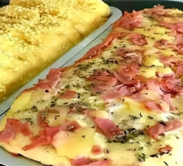 Pão caseiro recheado com muçarela e presunto a escolha perfeita