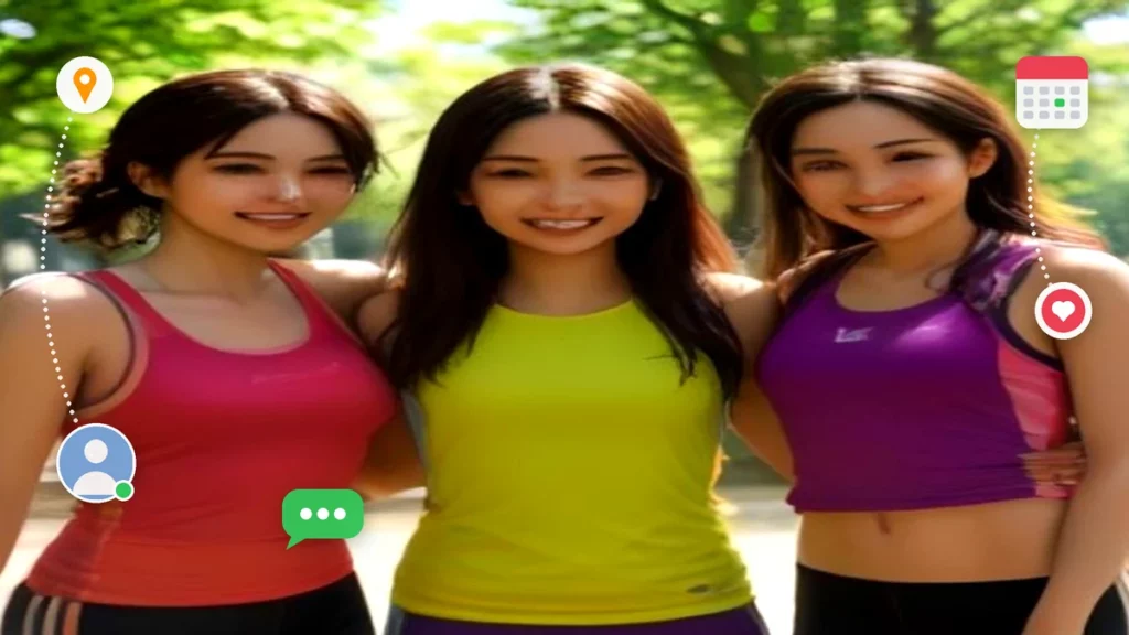 Grupo de jóvenes corredores sonrientes estirando juntos en un parque soleado